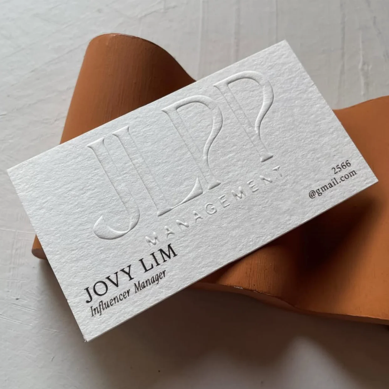 Customized Thick Cotton Paper Business Card Brand Logo Embossed Concave convex Process Printing Thank You Card