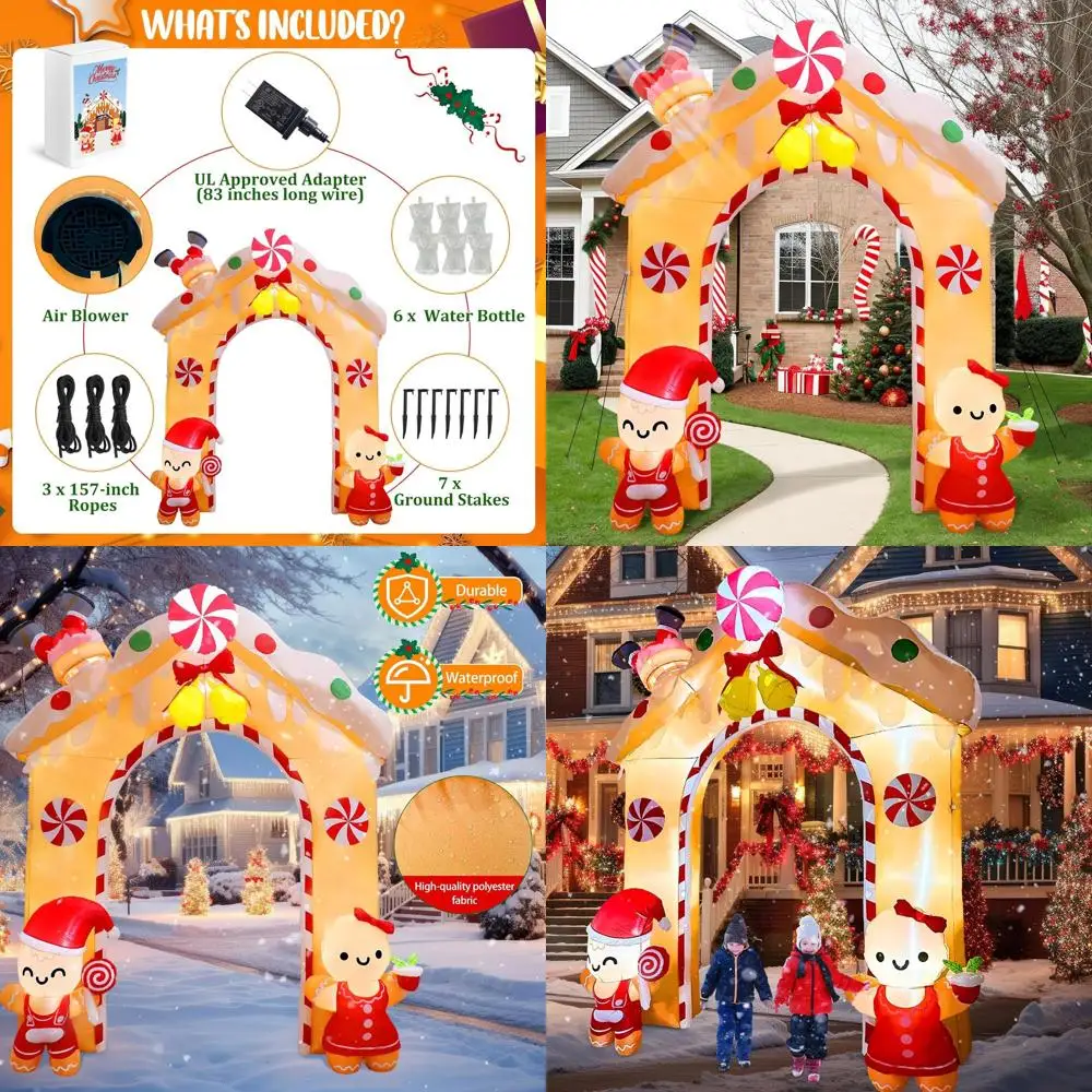 

Gingerbread Man Christmas Archway Inflatable Outdoor Decoration with LED Lights