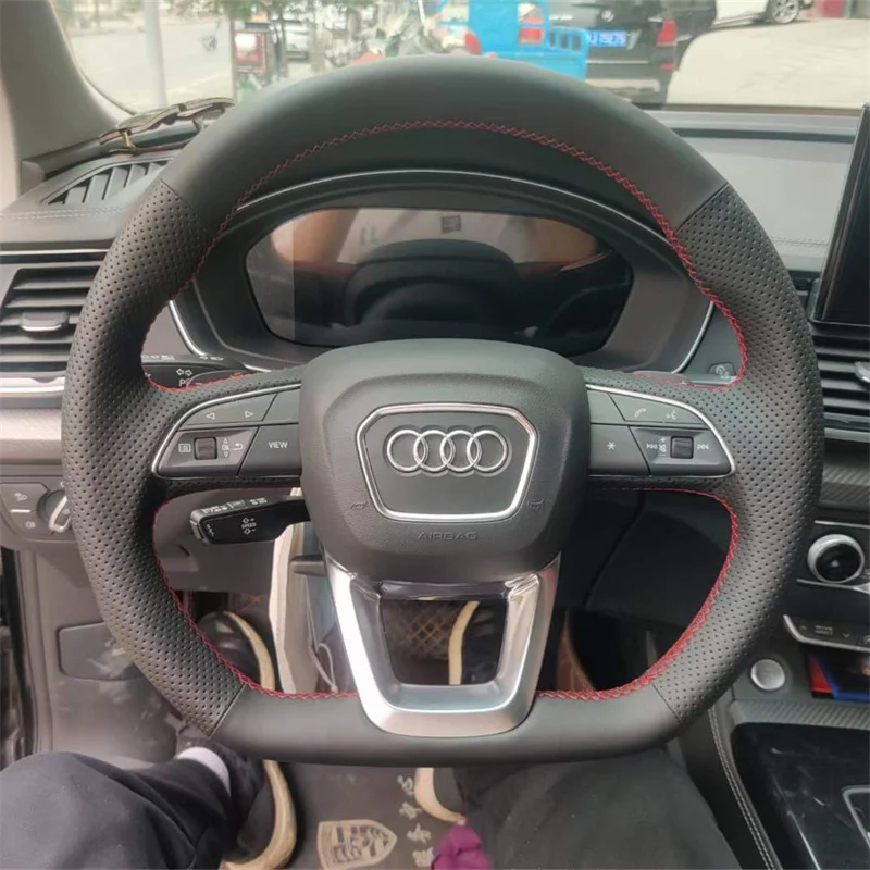 

For Audi A1 A3 A5 A7 A4L A6L Special Hand-sewn Braid Steering Wheel Cover Q2L Q3L Q5 Q7 TT Non-slip Auto Interior Accessories