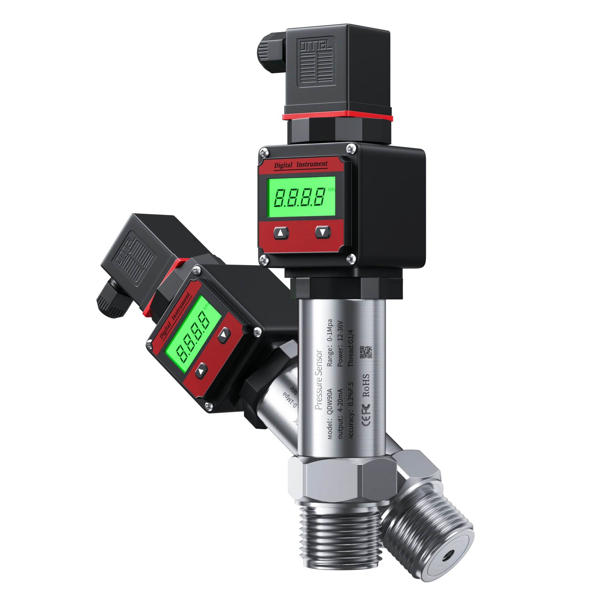 

0-600bar to 4-20mA Output Hersman LCD Display Pressure Transmitter G1/2 G3/8 Hydrostatic Digital Pressure Sensor 100bar 1000bar