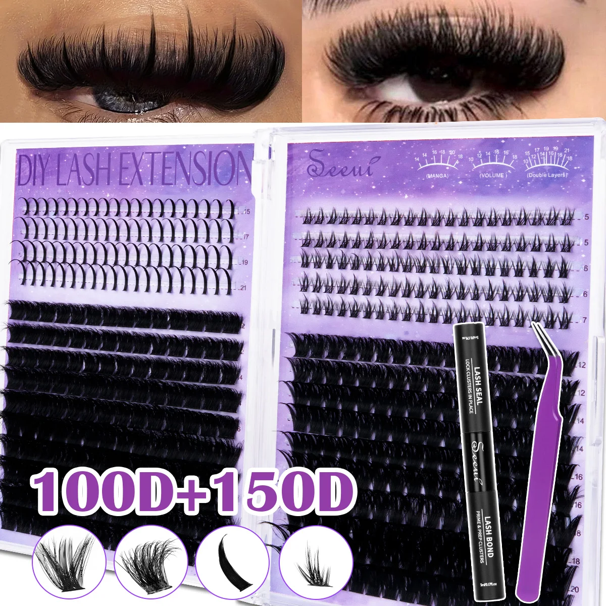 Wimpern-Cluster-Set D-Curl Wispy Wimpernverlängerungen Spiky Wimpern Untere Wimpern mit Kleber Anfängerfreundlich für Tägliches Tragen & Partys – Detail 9