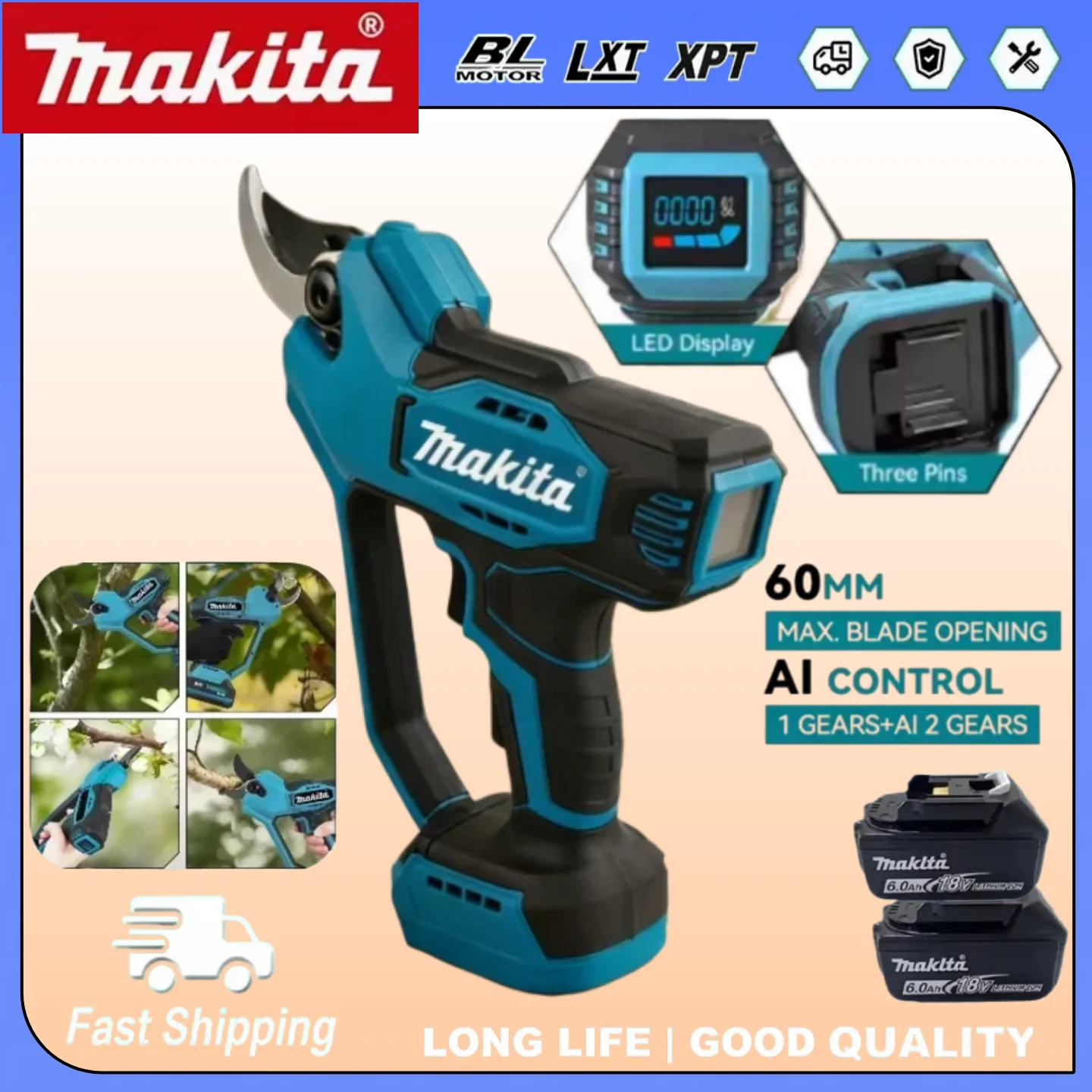 

Аккумуляторные электрические секаторы Makita, бесщеточные, мощные, для обрезки веток, совместимые с аккумулятором Makita 18В