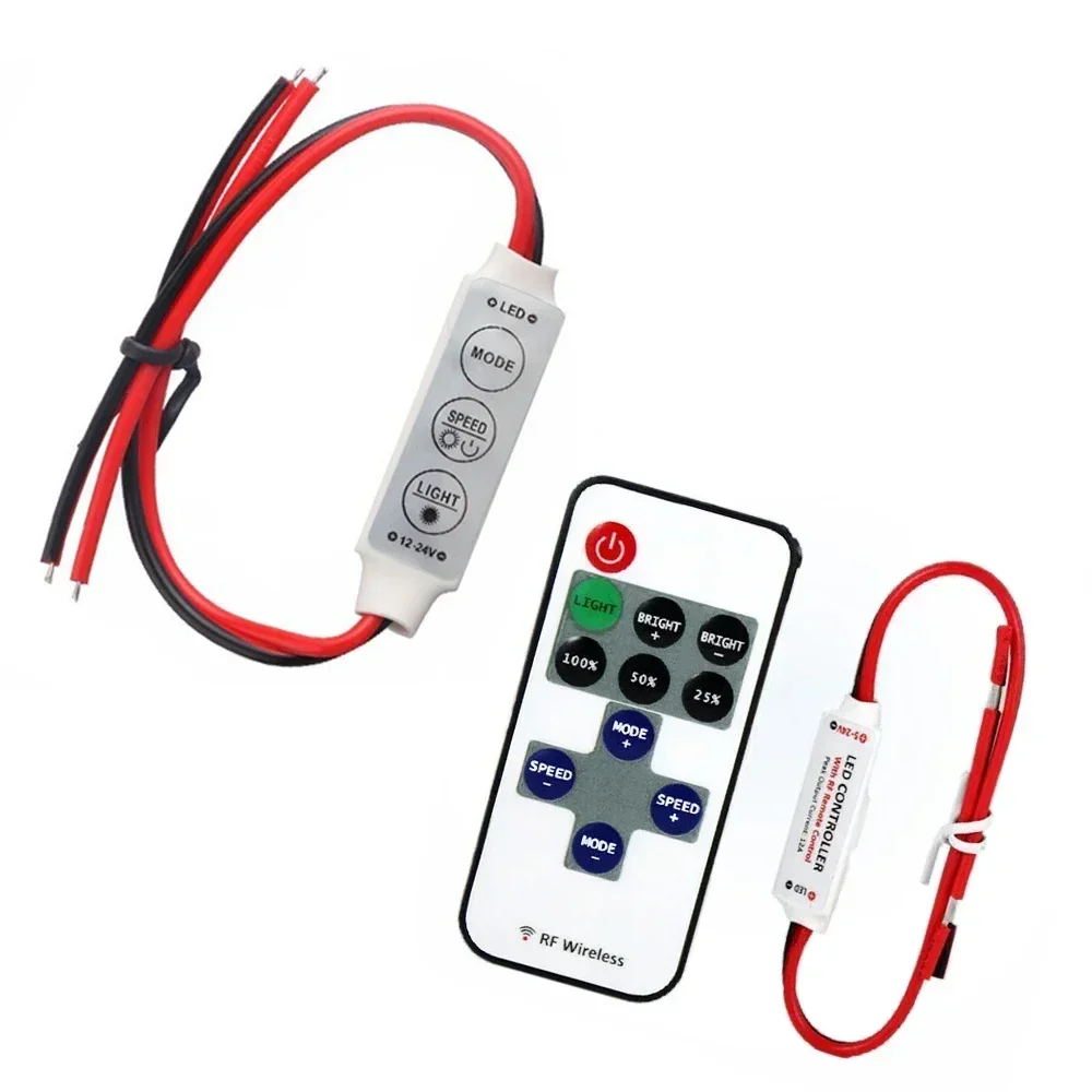 LED Strip Controller Mini Dimmer RF Remote DC 5V 12V 24V Controller For LED 5050 5630 2835 Strip Single Color