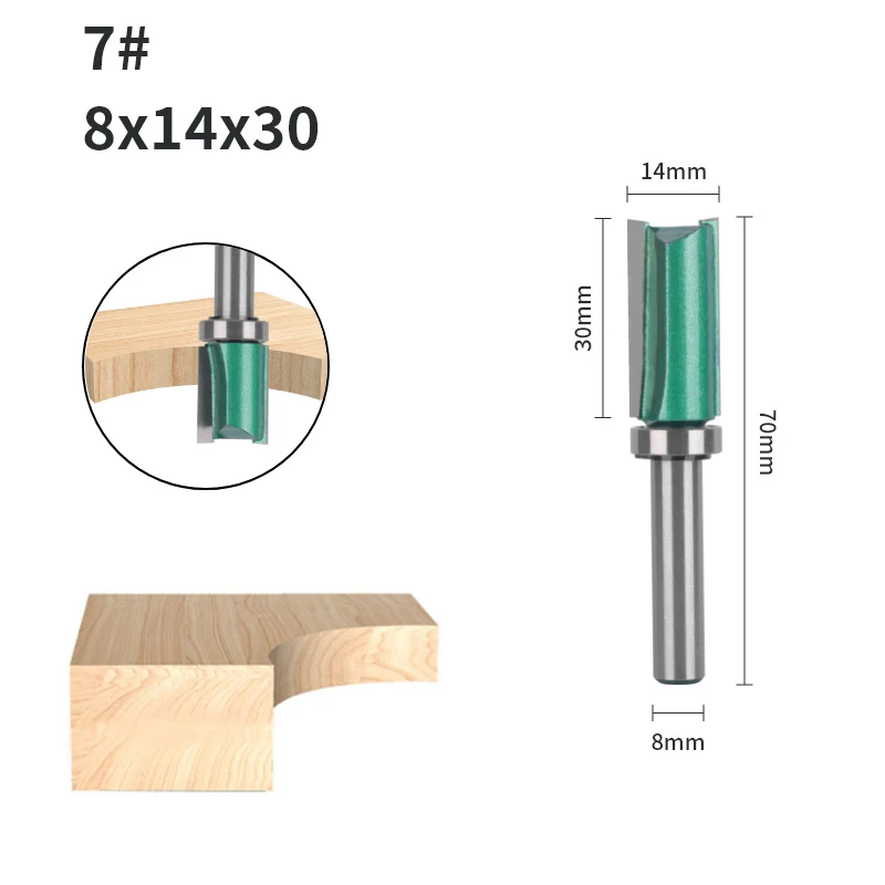 8MM Schacht Cove 12MM 14MM Groen Patroon Bit Router Bit Face Mill Carbide Cutter Houtbewerking Freesgereedschap voor Hout Bit End Mill