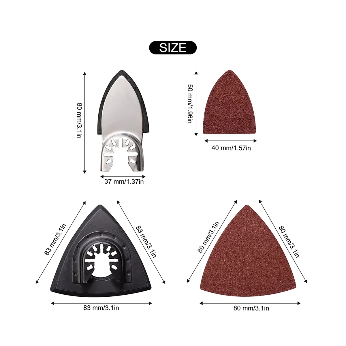 104Pcs Oscillating Tool Detail Sanding Pads Kit, Grit Fit for Finishing Wood Sanding Plaster