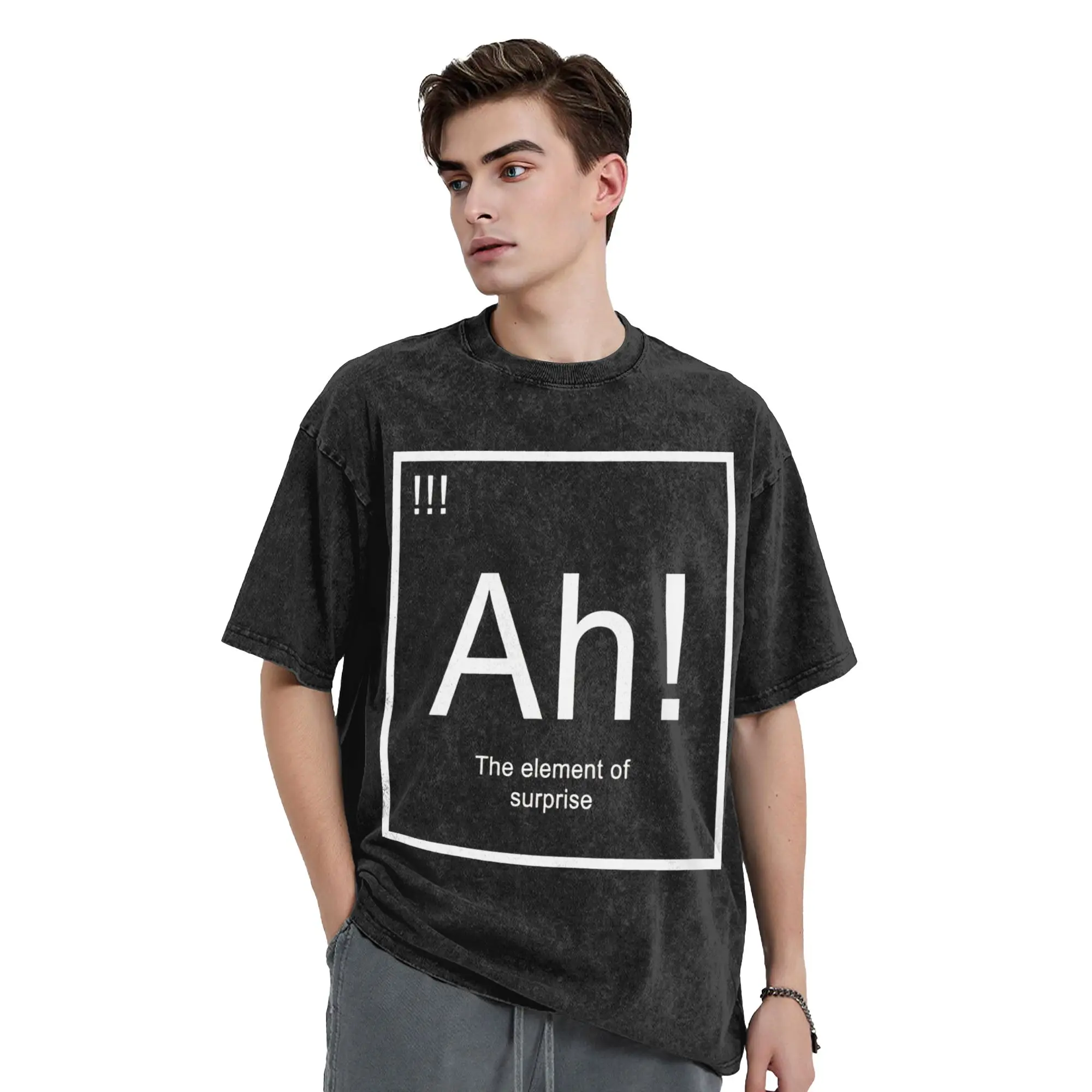 Ah The Element Of Surprise  Washed T Shirt Pure Cotton Funny T-Shirts Round Collar Tee Shirt Short Sleeve Clothes Summer