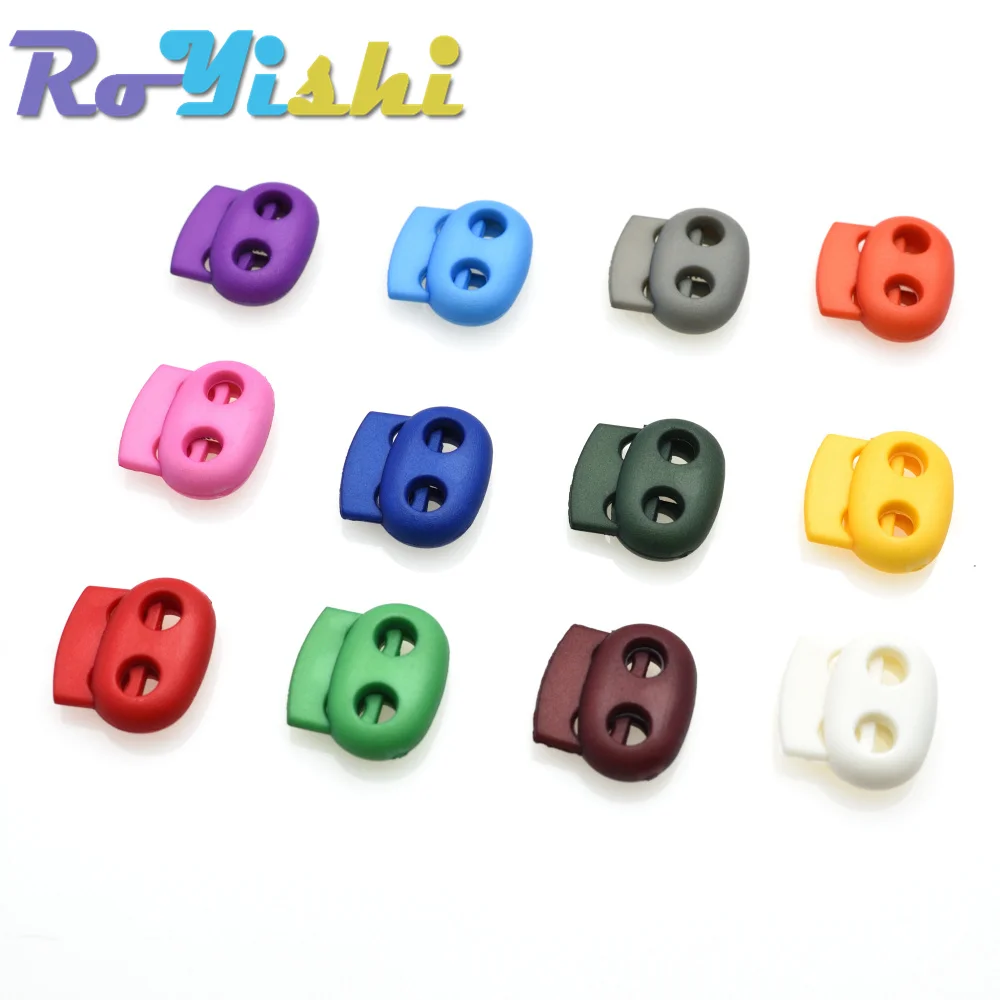 12 Pcs/Pack Mixed Colorful 5mm Hole Plastic Stopper Cord Lock Bean Toggle Clip Apparel Shoelace Sportswear Accessorie