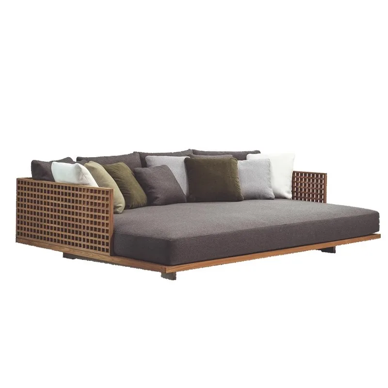 Outdoor bed, double teak lounge chair, outdoor swimming pool villa lounge chair