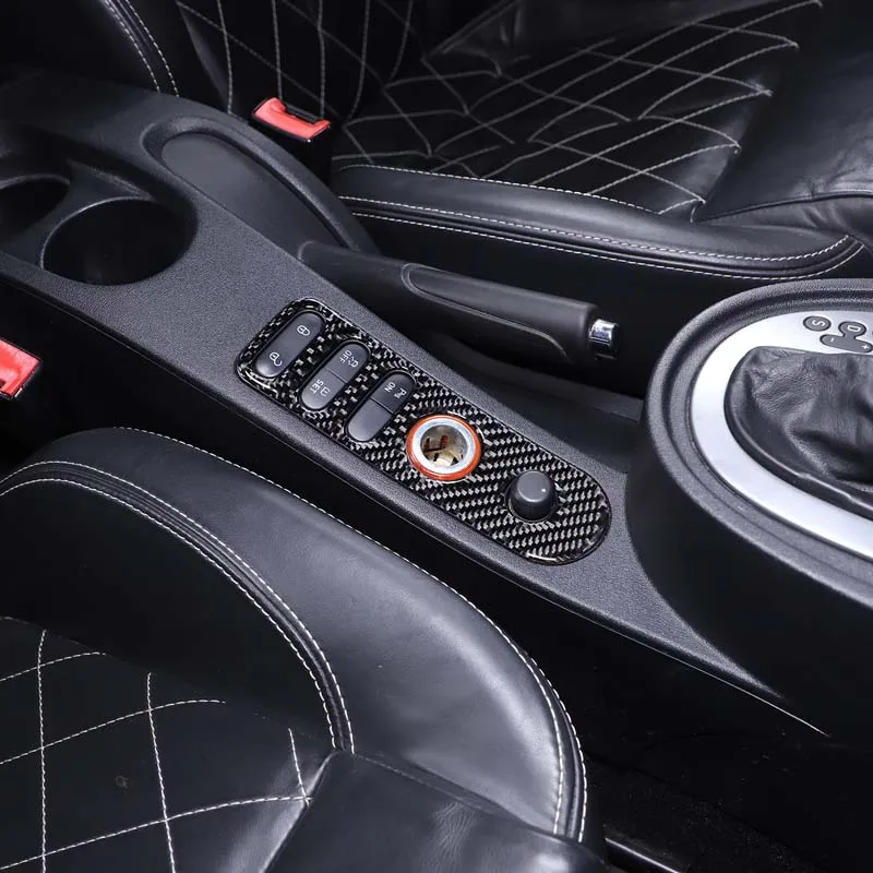 Real Carbon Fiber Car Gear Shift Panel Door Lock Button Switch Frame Trim Sticker For SEAT Leon MK2 Altea 2005-2012