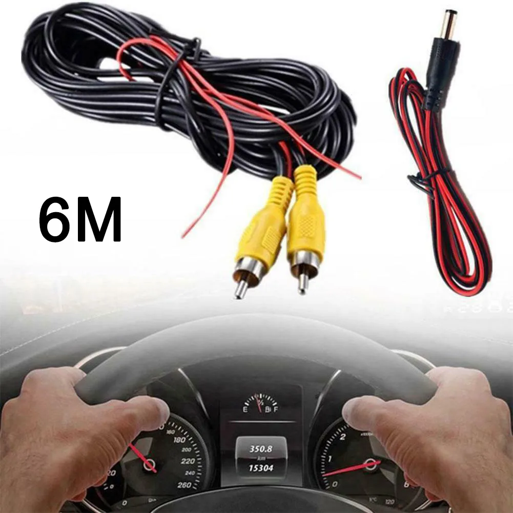 1 X Car Video Cable + 1 X Power Cable Rear-view Parking Camera Video Cable RCA Male To Male Compatible With Surveillance Camera
