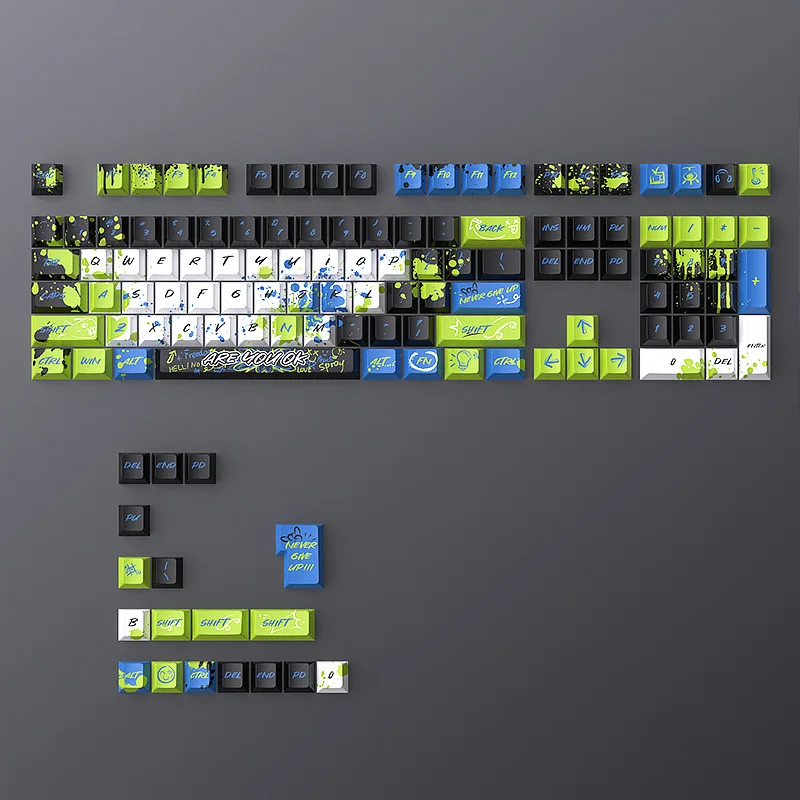 

Колпачок для клавиш с тематикой Street Graffiti PBT, пятисторонний сублимационный колпачок, 126 клавиш, вишневый профиль для механической клавиатуры MX Switch