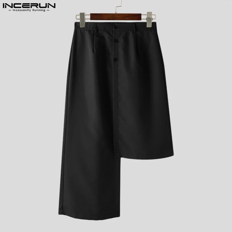 2024 Men Irregular Skirts Solid Color Button Fashion Casual Men Bottoms Streetwear Personality Loose Unisex Skirts S-5XL INCERUN