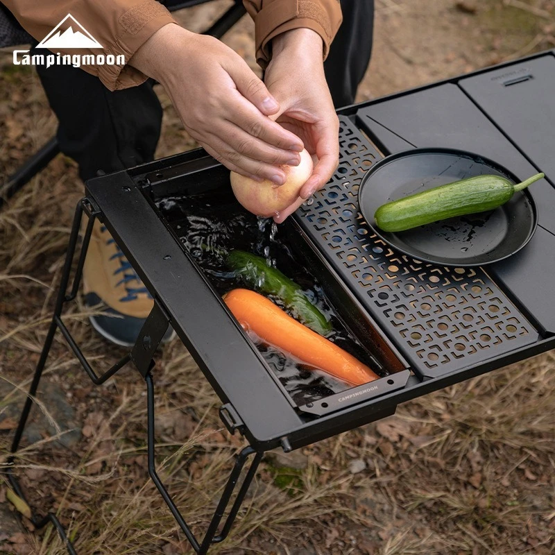 

CAMPINGMOON BKCK-11 stainless steel cutlery box camping convenient IGT table sink outdoor tea table cutlery storage