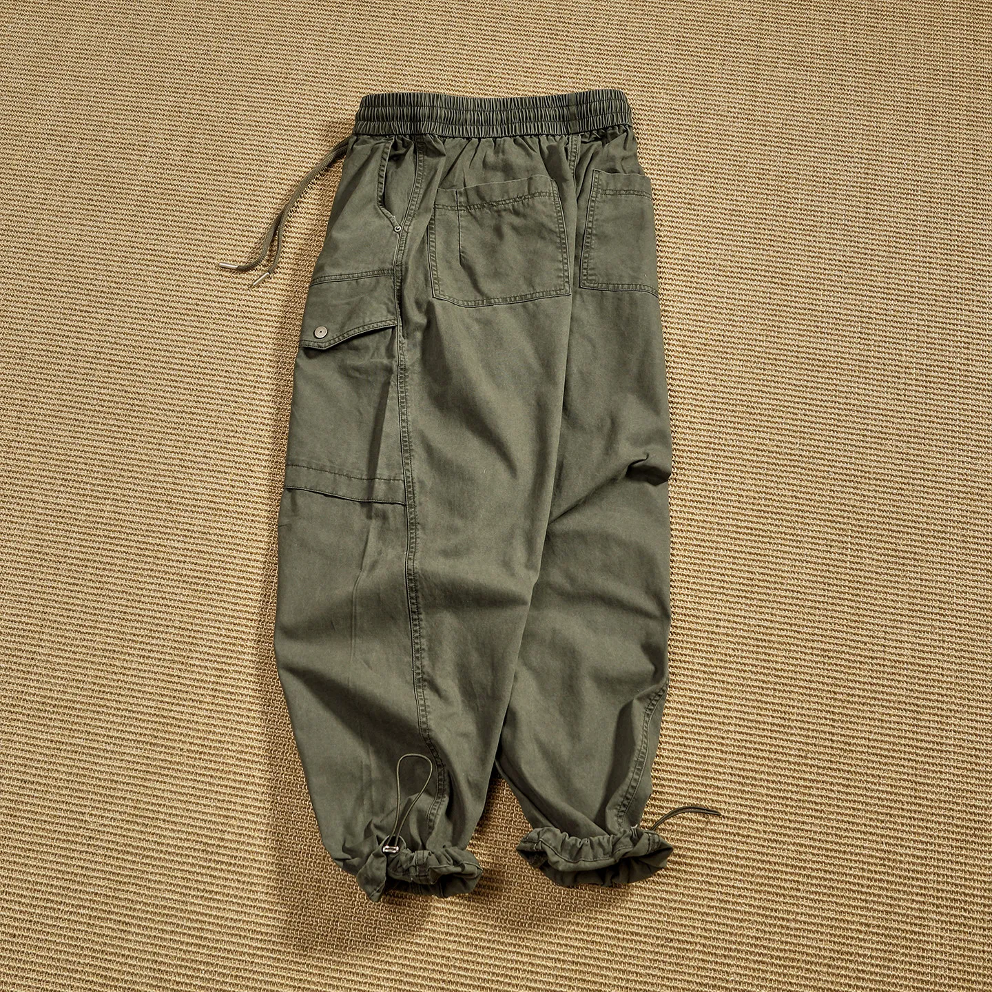 Retro overalls for men, three-dimensional cut, pure cotton, washed and distressed, loose-fitting, multi-pocket casual pants