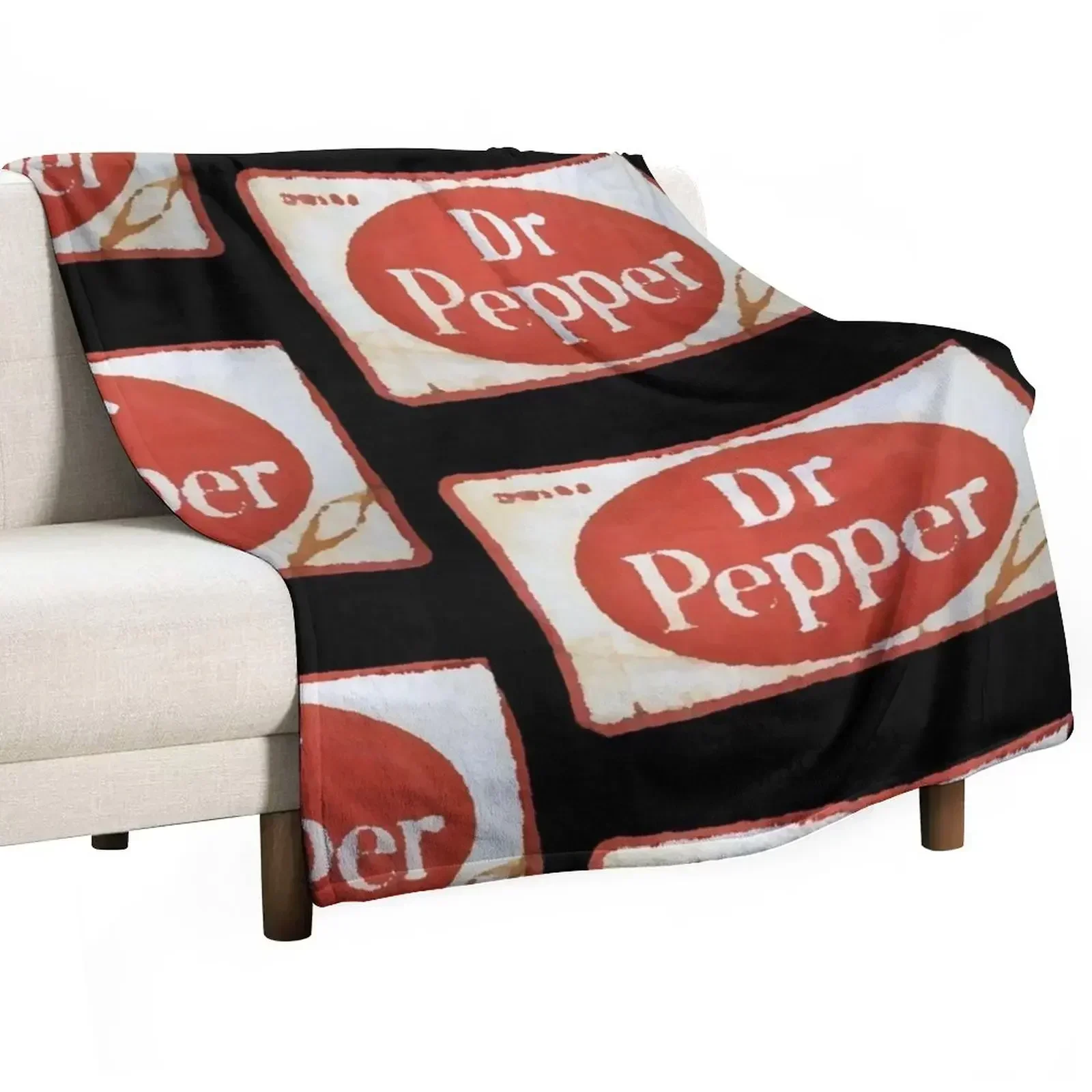 Vintage Rusty Dr. Pepper Soda Sign Throw Blanket Lightweight Warm Blanket for Travel Camping