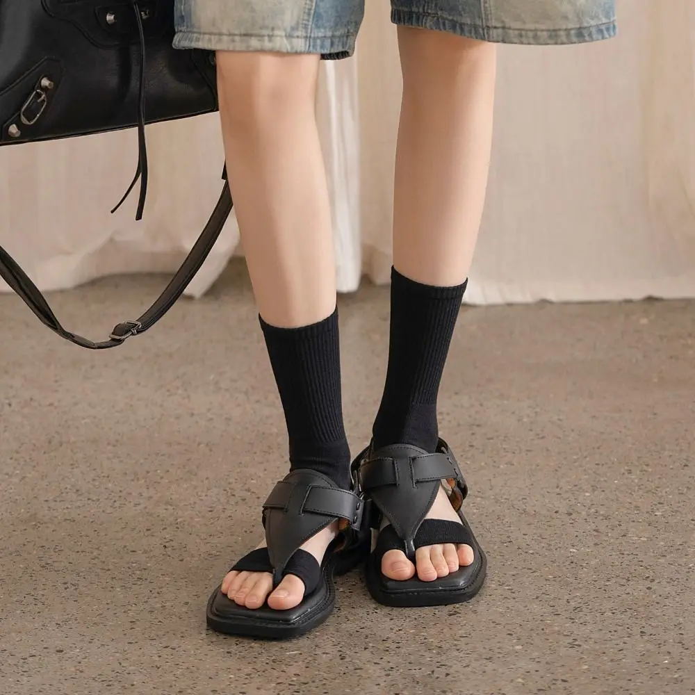 Thin Cotton Split Toe Socks Solid Color Match Flip Flops Flip Flop Socks Anti Slip Breathable Mesh Toe Separator Socks for Women