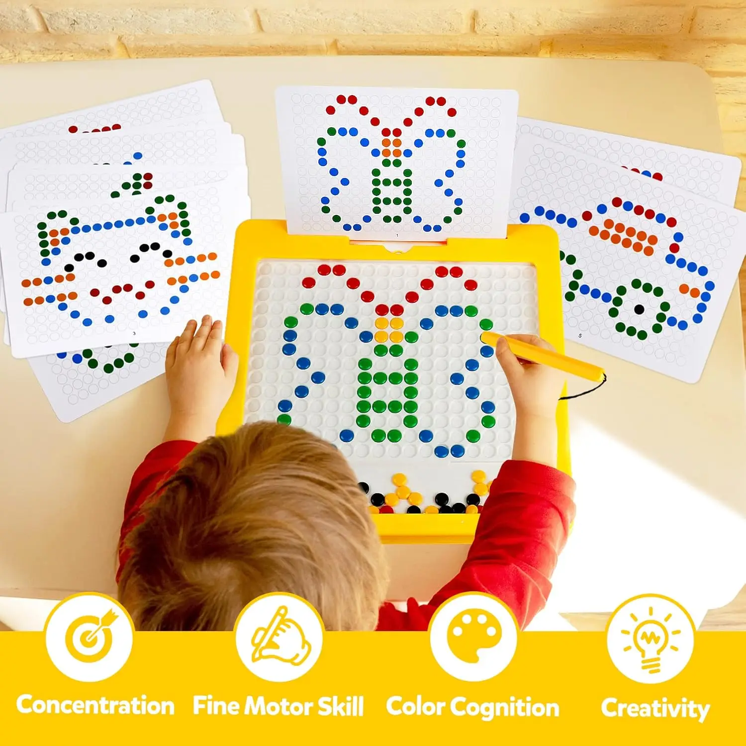 Magnetic Drawing Board ของเล่นเด็ก Montessori การศึกษา Sensory ของเล่นแม่เหล็ก Doodle Board Dot ลูกปัดเดินทางของเล่นของขวัญ