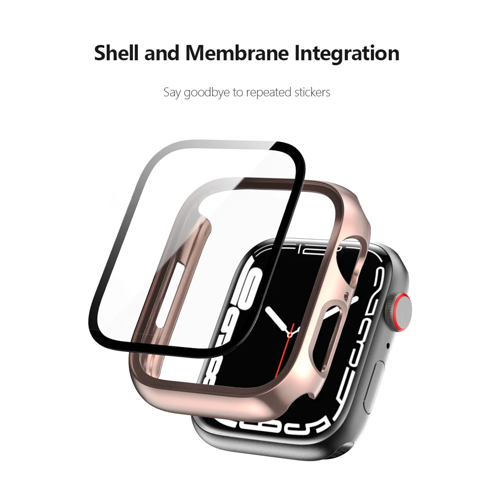 Glass + Case for Apple Watch 45mm 41mm 44mm 40mm Screen Protector Bumper PC Cover for iWatch Series 3 4 5 SE 6 7 8 9 Accessories