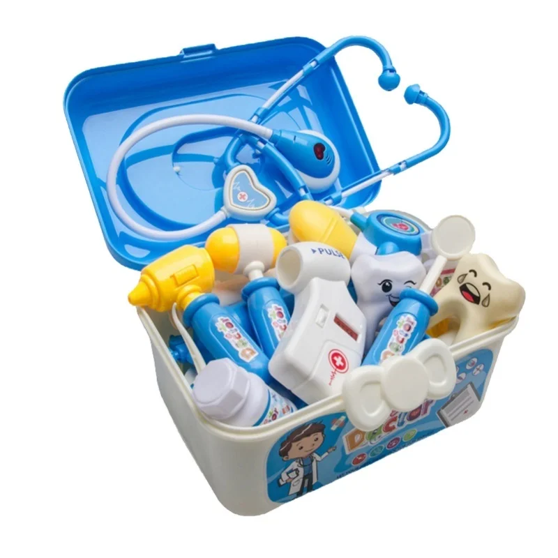 33Pcs Kids Doctor Kit Blue Safe Durable Plastic Play With Imagination Kids Doctor Playset For Home School Education