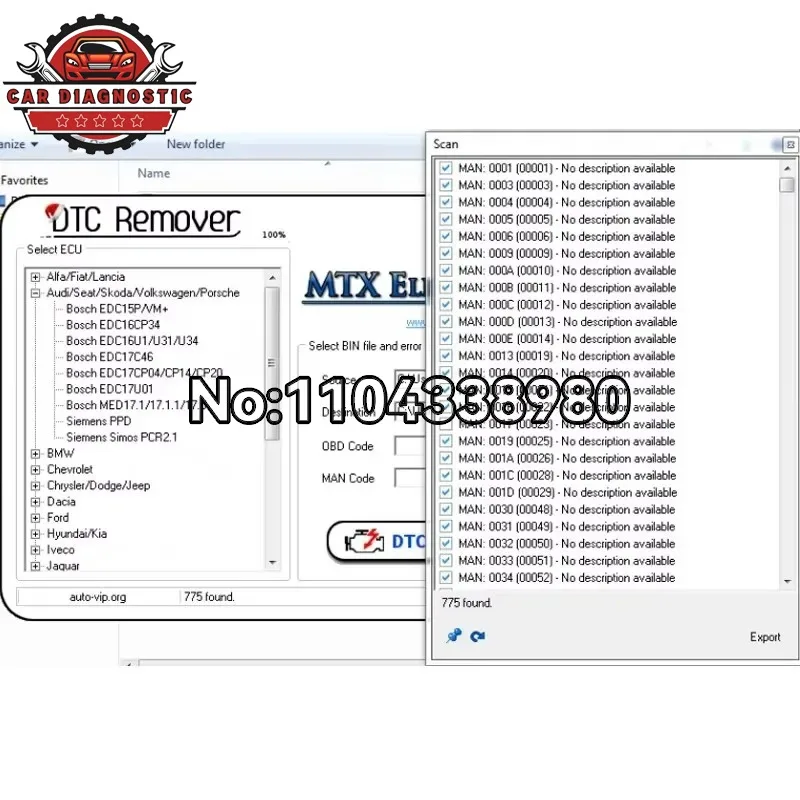 2024 DTC Remover For KESS KTAG FGTECH OBD2 Software MTX DTC Remover 1.8.5.0 With Keygen+9 Extra ECU Tuning SW Software ECU Fault