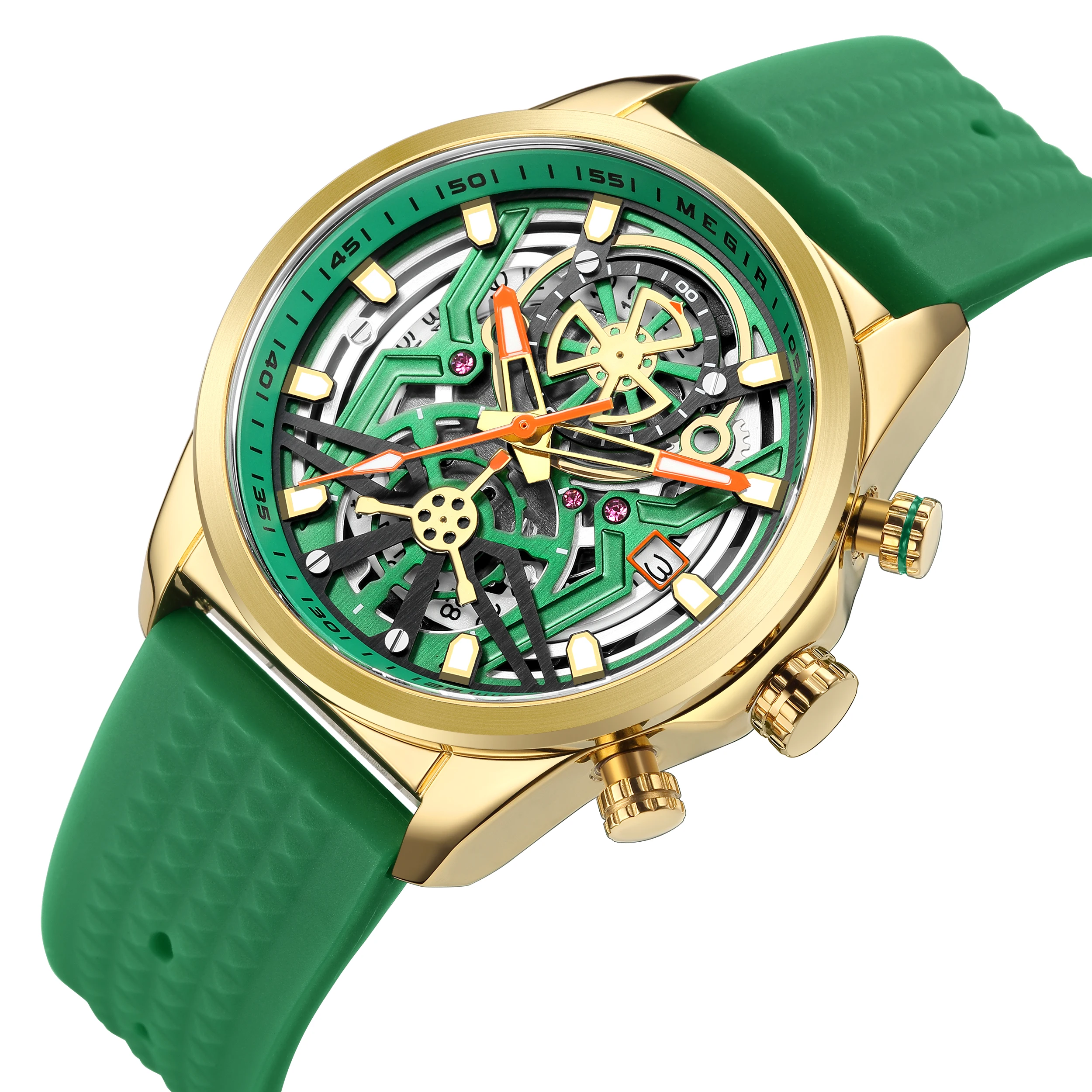 

Оставьте отзыв: Часы MEGIR 2026, оливково-зеленые, хронограф, кварцевые наручные часы, военные часы с автоматической датой, MG 2235