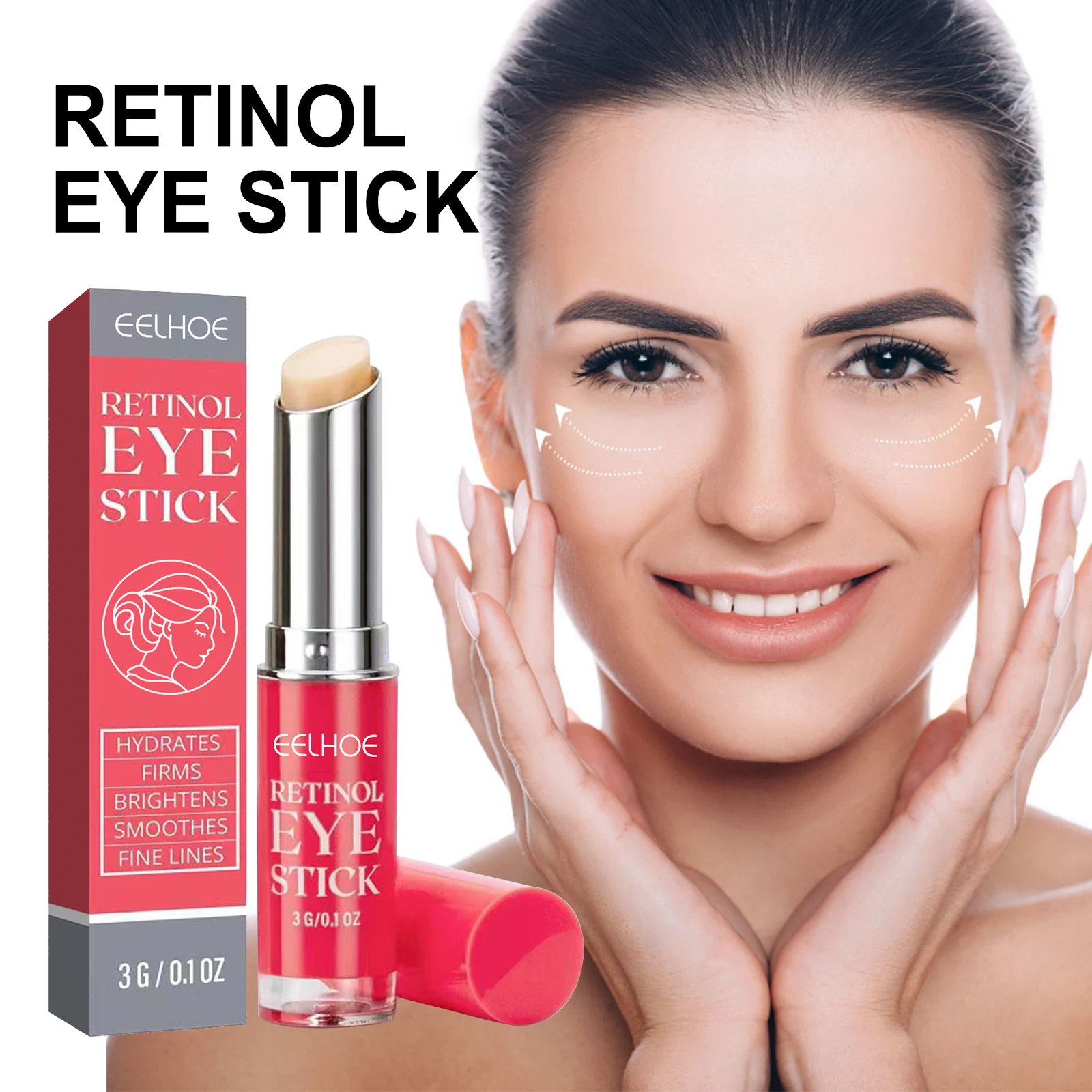 Crema para ojos con Retinol, barra aclaradora de ojeras, antihinchazón, brillo suave, hidratante, reafirmante, cuidado del tratamiento debajo de los ojos