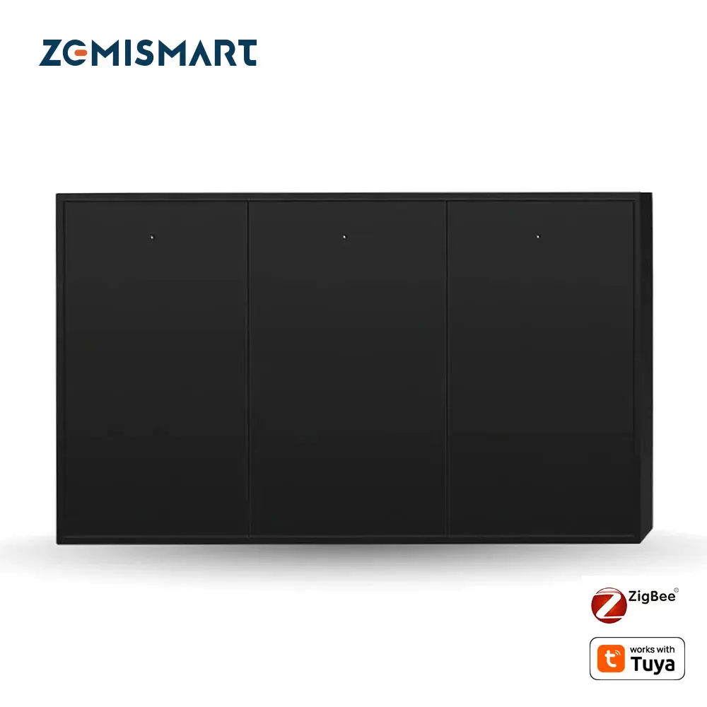 Zemismart Zigbee Smart Wall Light Switch Work with Tuya with Neutral 1 2 3 4 Gang Black Interruptor Alexa Google Home Smartthing