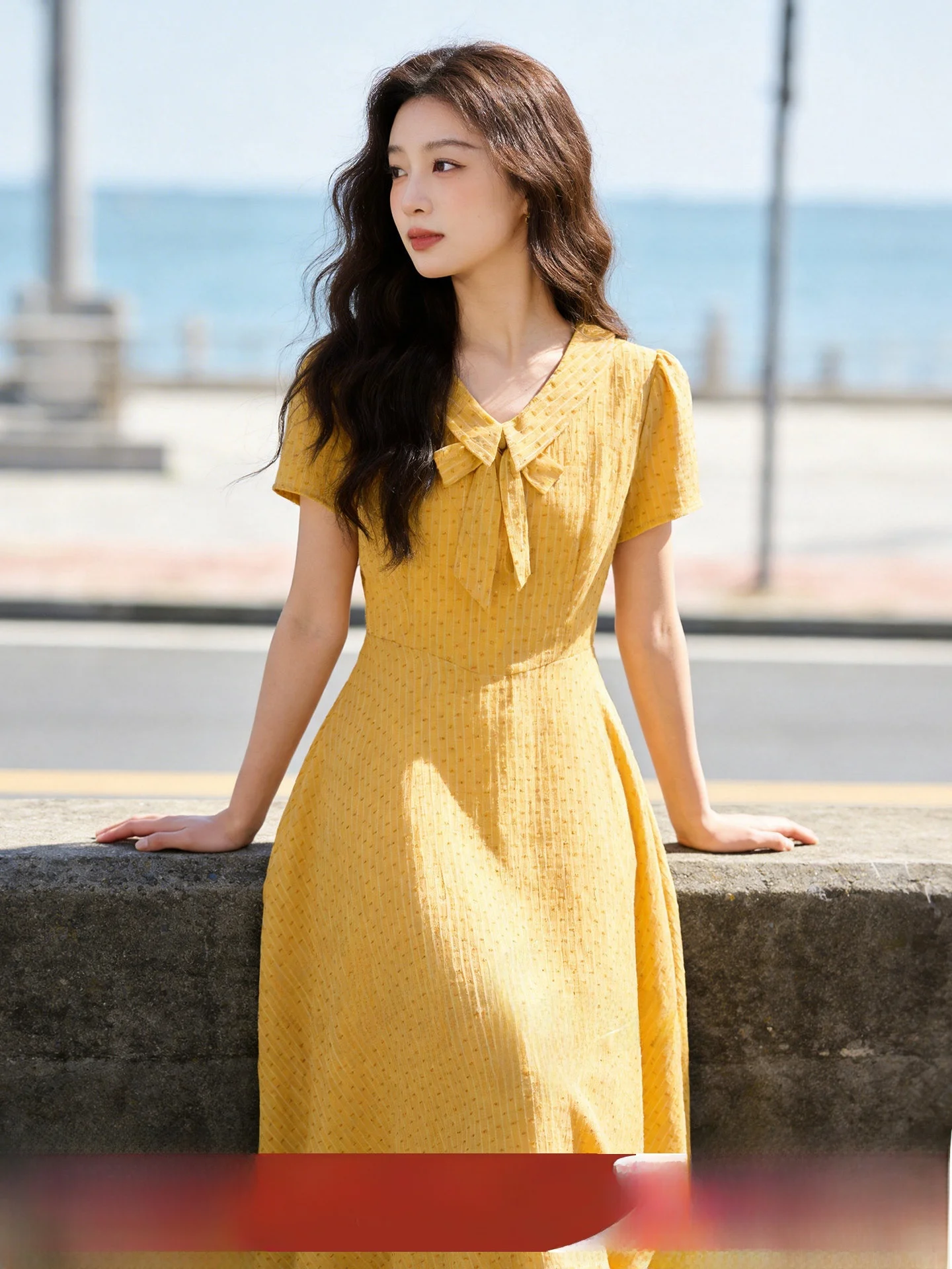 

Summer New Design Large Size Women's Dress Square Collar Short Sleeve Elegant A-Line Fish Tail Skirt Polyester Fiber City Walk