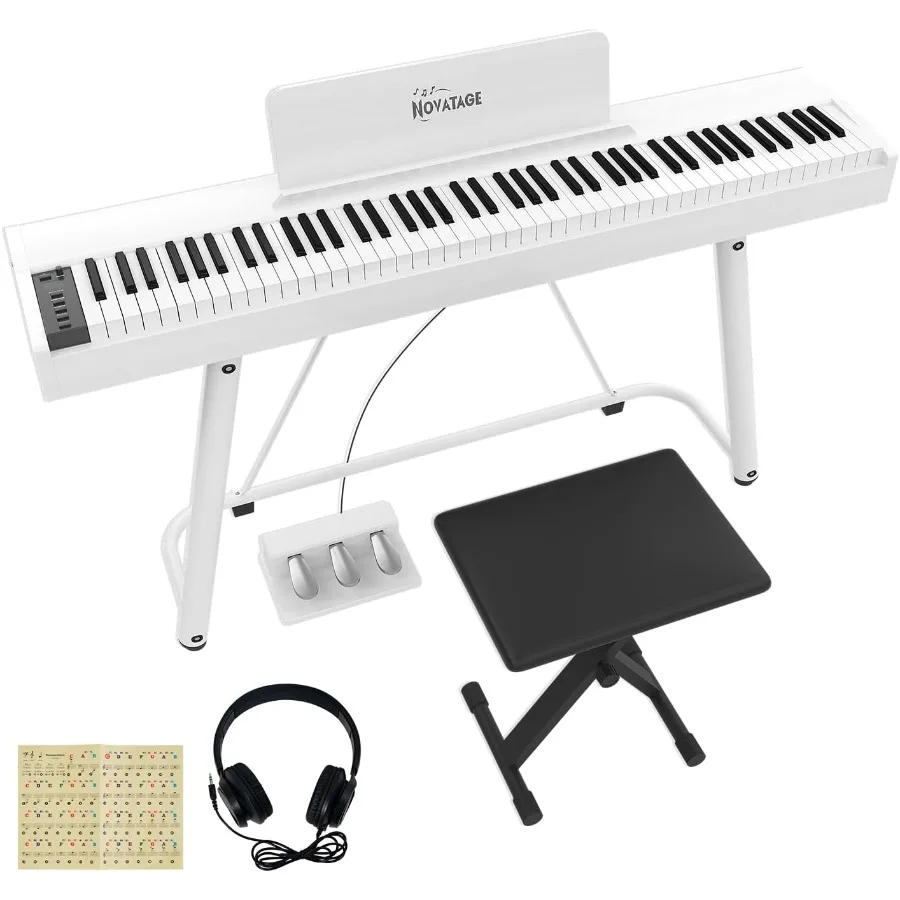 

88-клавишное полноразвешенное цифровое пианино для начинающих с педалью сустейна UStand 3, регулируемый табурет, наушники, функциональность MIDI