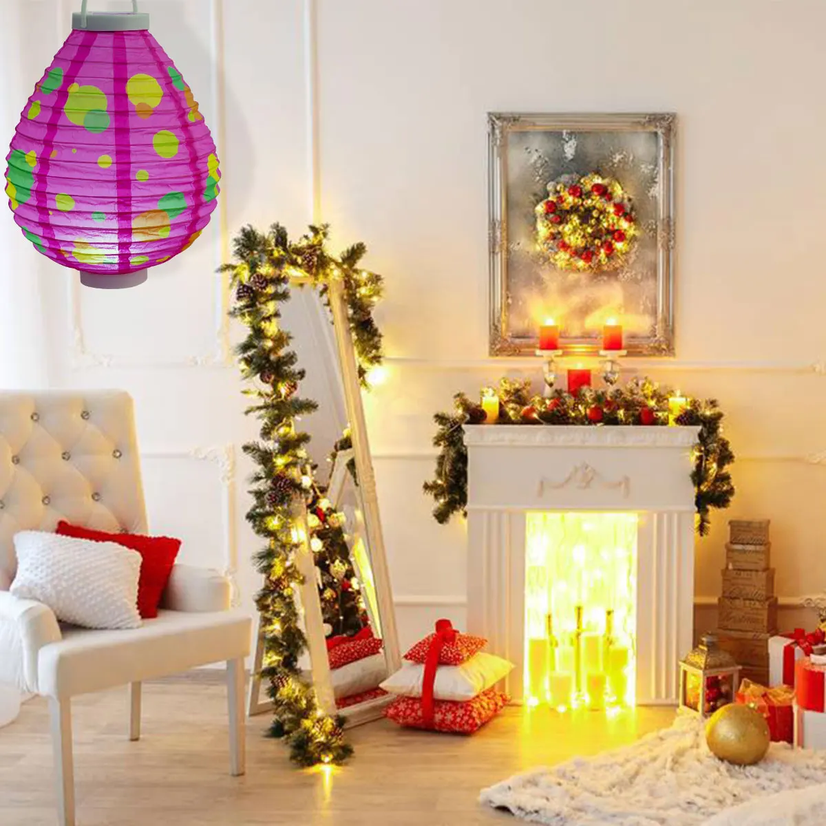 

Oval LED Paper Lantern Creative Hanging Decorative Lantern for Home Party Wedding Spring Festival Festival Banquet