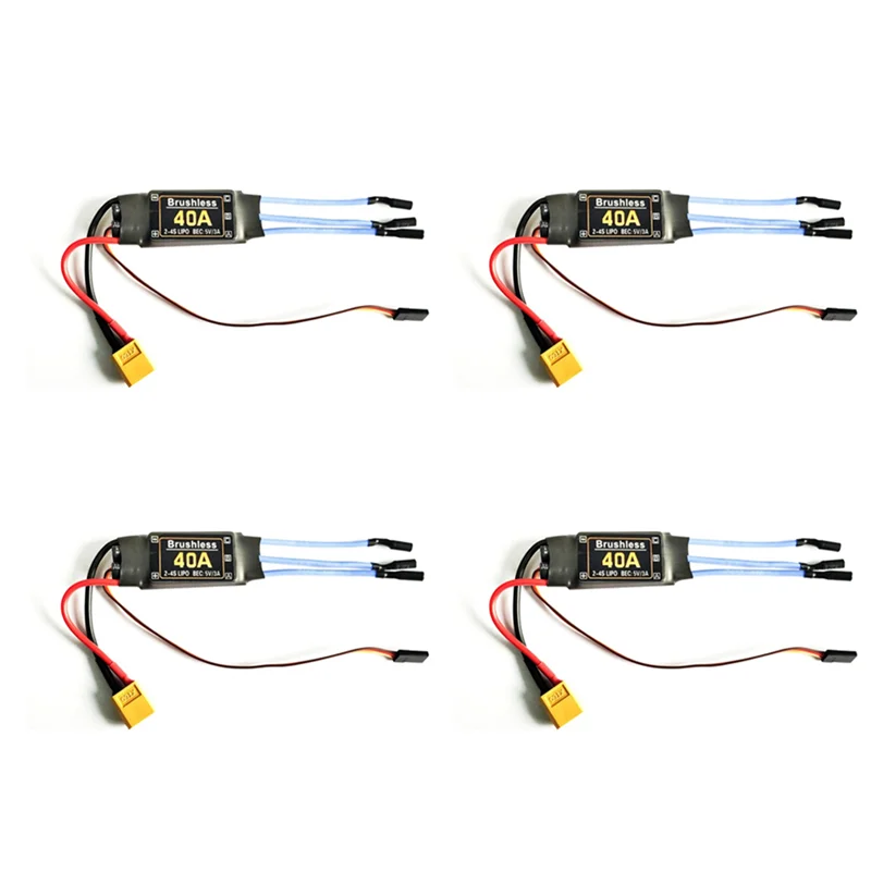 

B49B-4X 40A Бесщеточный разъем ESC XT60 Прочные компоненты радиоуправления Аксессуары Контроллер скорости Двигатель FPV Квадрокоптер Вертолет