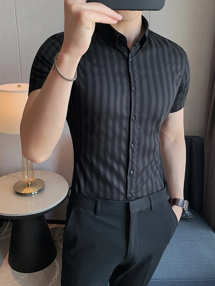 

Летние тонкие ледяные шелковые полосатые мужские ort Sve mid Sve Busin повседневные молодежные модные дышащие смеси полиэстера