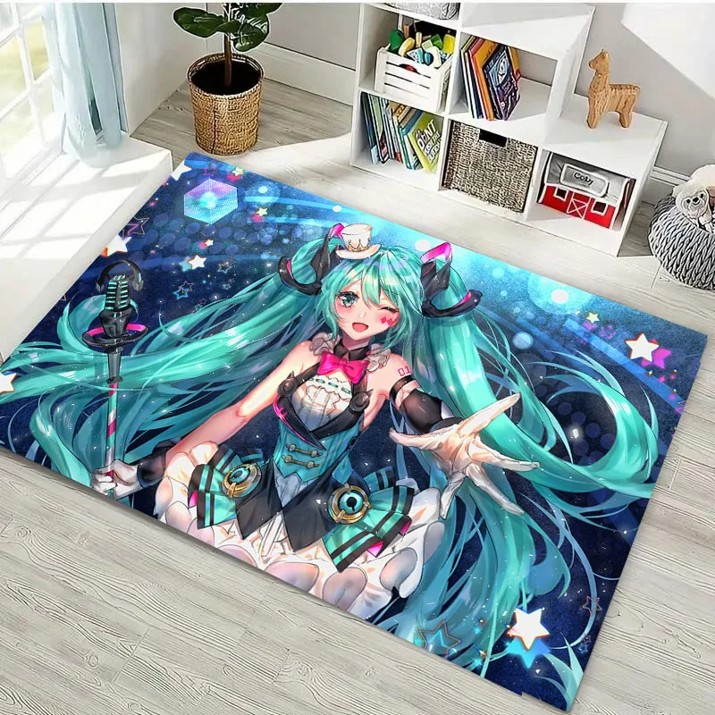 H-Hatsune M-Miku Kawaii Carpet, Living Room and Bedroom Household Items, kid's Room Sofa Mats, Doormat Floor  Anti-slip Rug,Gift