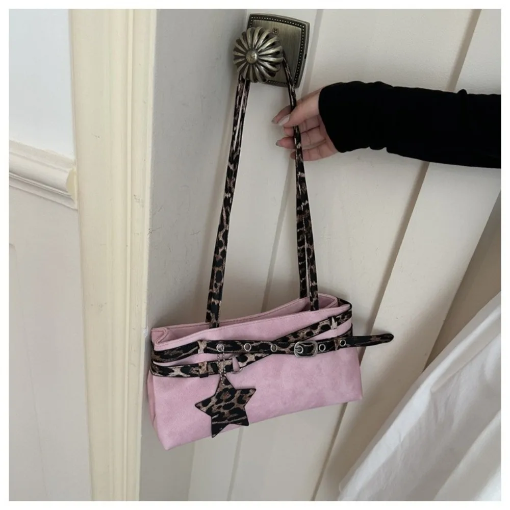 New Y2K Shoulder Bag Leopard Print Adjustable Strap Underarm Bag Star Pendant Women Handbag view 3