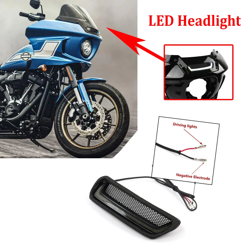 

Fit For Harley Softail Low Rider ST FXLRST 2022-2024 Black NEW Motorcycle White Tracer Black Headlight Vent Accent LED Cover