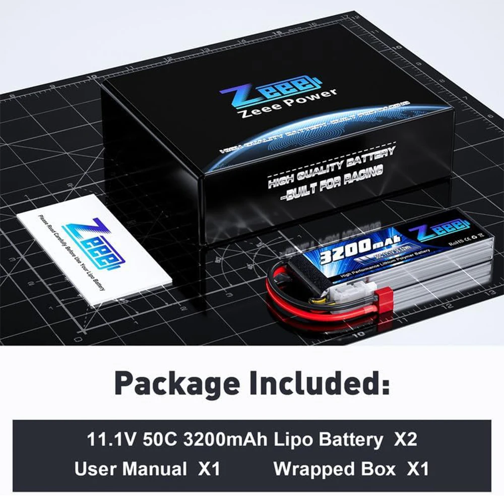 Zeee-Batterie Lipo avec prise en T, Softcase pour voiture RC, Bumosquito, camion, UAV, importateur FPV, avion, hélicoptère, pièces, 3S, 3200mAh, 11.1V, 50C, 2 pièces