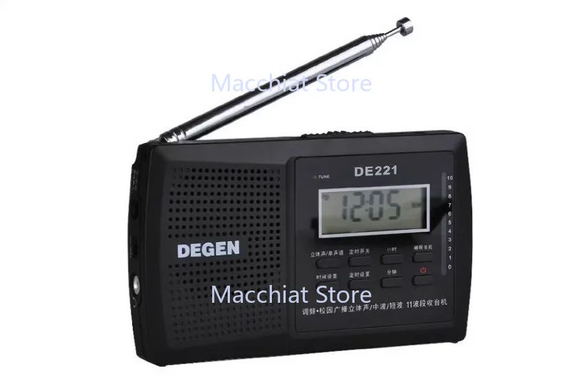 Degen DE221 راديو محمول متعدد الموجات FM1-2 / MW / SW1-8 11 نطاق DSP راديو محمول متعدد الموجات