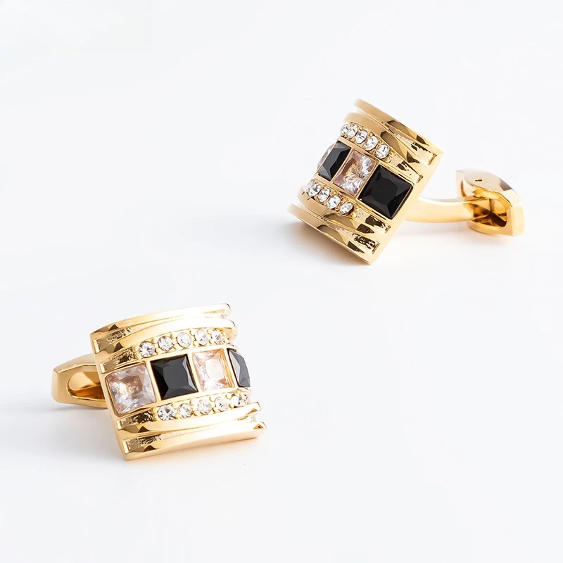 

New Rectangular Zircon Rhinestone Cufflinks, Men's French Shirt Cufflinks