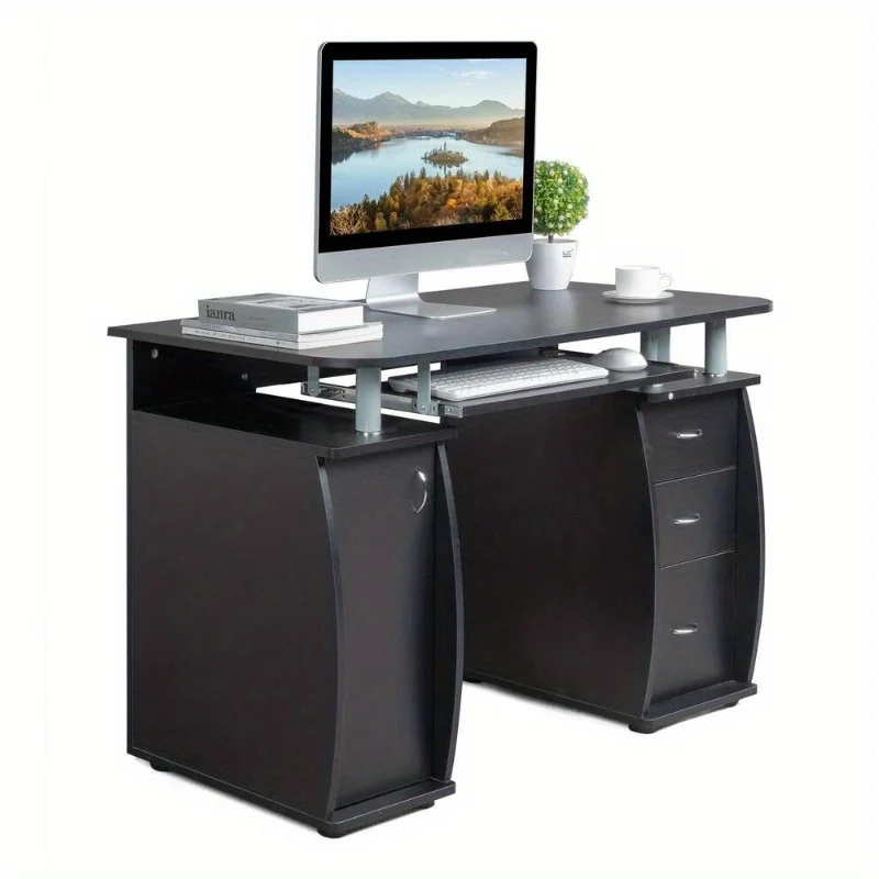 Laptop desk, home office study furniture with 3 drawers