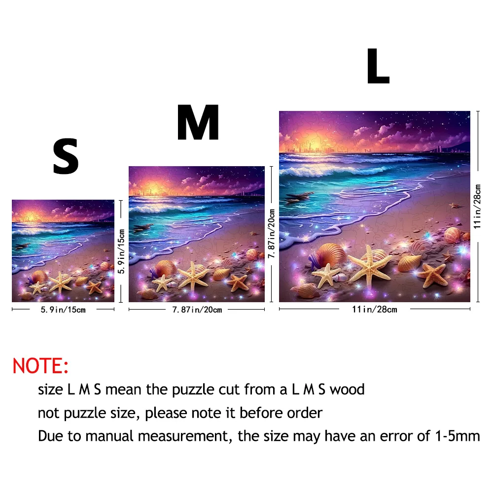 Quebra-cabeça de madeira Starfish Beach – Desafio artístico premium para adolescentes e adultos |   Jogo e presente para família com tema costeiro de última geração