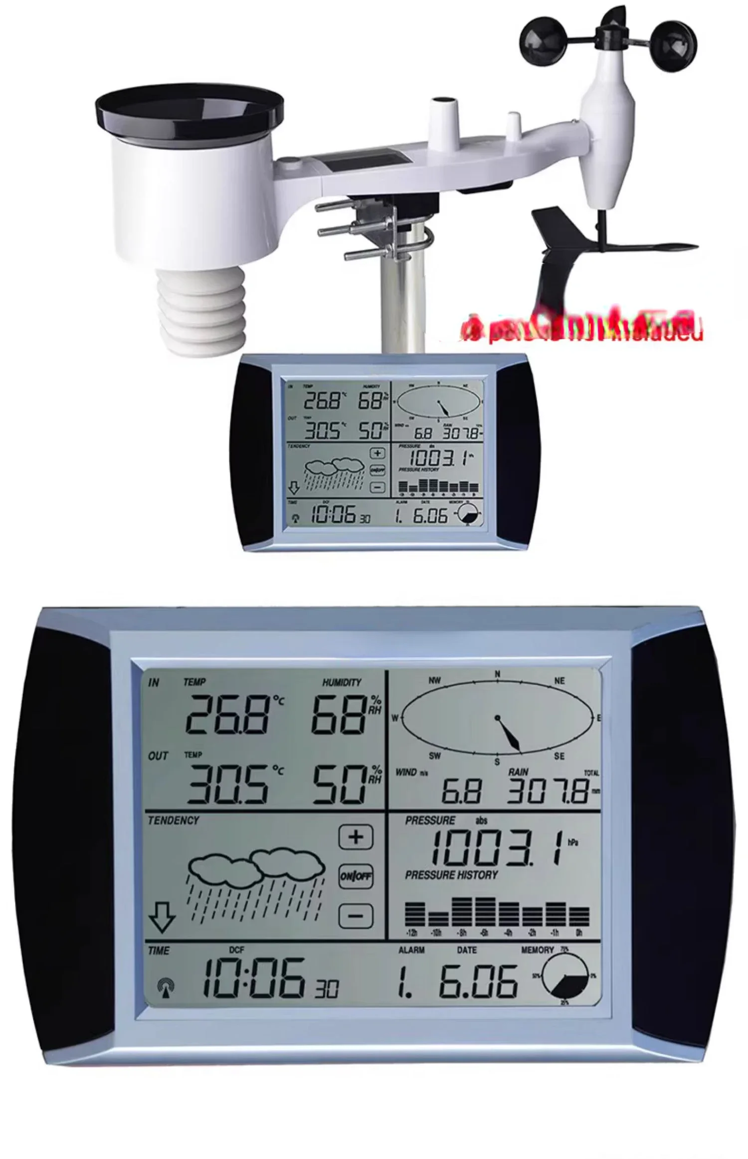 Hot sales station 1080 wirelessly transmits data to store temperature, humidity, wind speed, wind direction and rainfall.