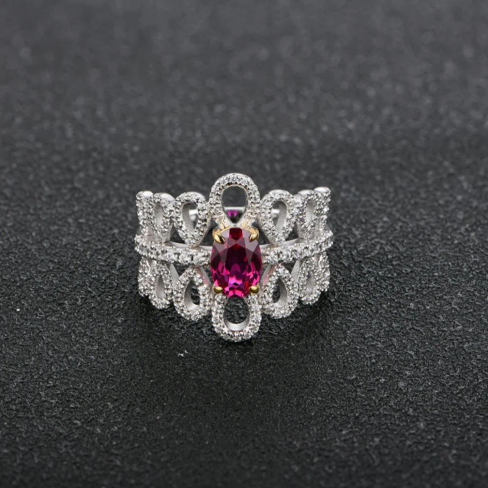 CHARMING Luxury Created Sapphire Ring 925 Sterling Silver Ruby Hollow Ring for Women Wedding Fine Fashion Jewelry Gifts New 2025