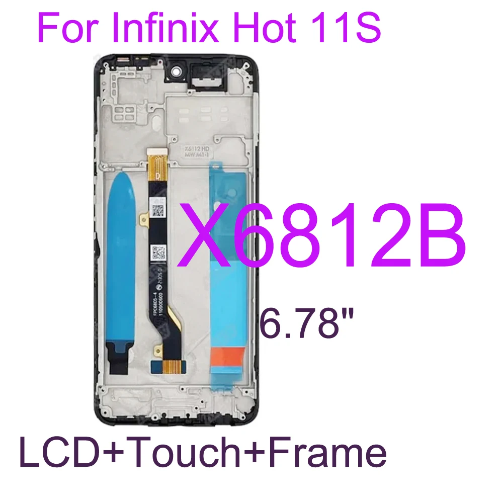 

Special 6.78 Inch For Infinix Hot 11s X6812 X6812B LCD Display Touch Screen Digitizer Assembly With Frame