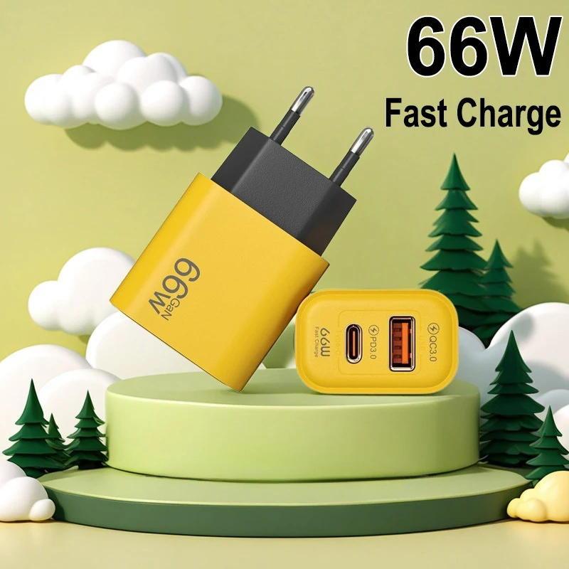 

66W GaN USB C Charger Fast Charging Wall Charger For iPhone 15 For Samsung Xiaomi Phone Charger EU/US/UK Quick Charge Plug 2025
