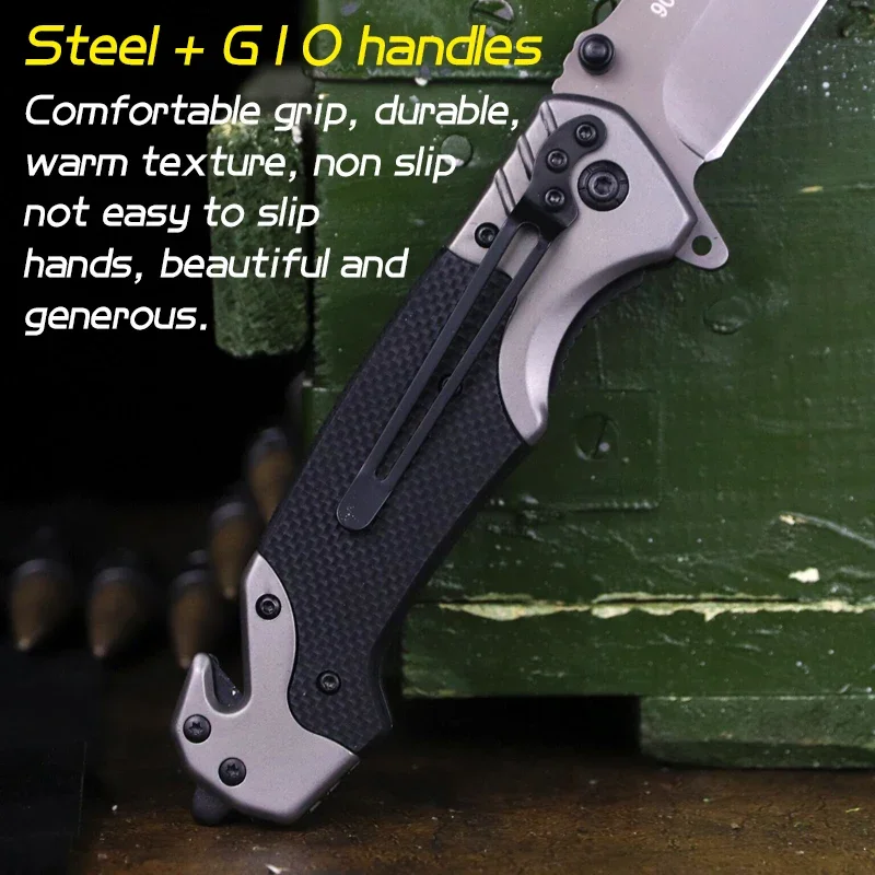 9CR18MOV High quality sharp tactical folding knife home self-defense EDC hand folding knife outdoor camping folding knife