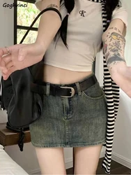 Mini Skirts Women Denim Hotsweet Summer Korean Style Retro Female Simple High Waist Design Fashion Streetwear All-match Elegant