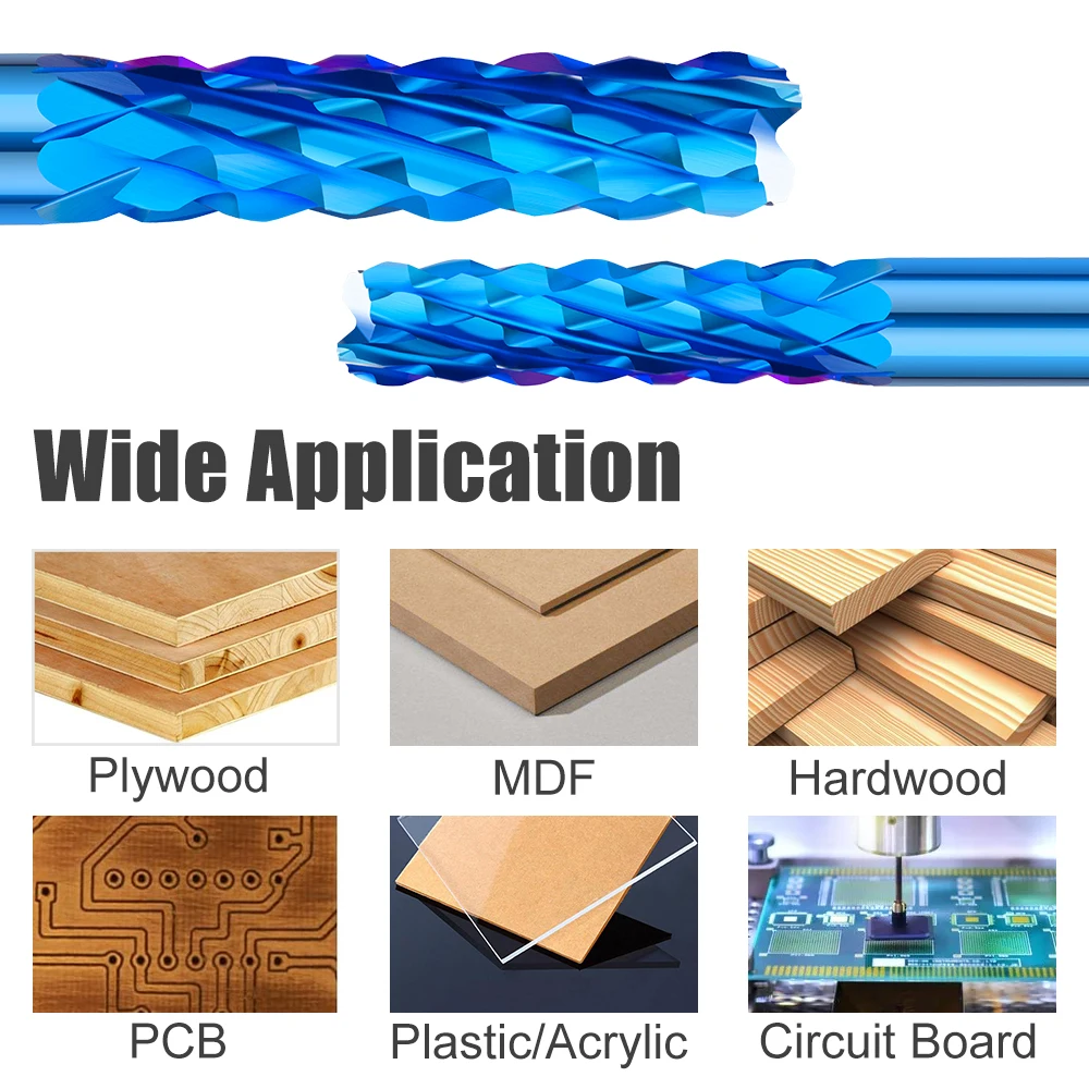 PCB Fräser 10 stücke 3,175 Schaft 0,4-3,175mm Nano Blau Beschichtet CNC Fräser Hartmetall Fräser CNC Router Bit