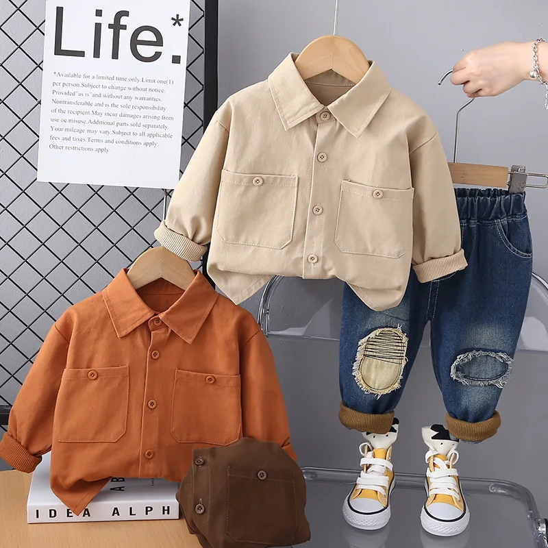 

Boy's autumn suit 2024 new foreign style spring and autumn baby Korean version baby square bag two-piece set tide