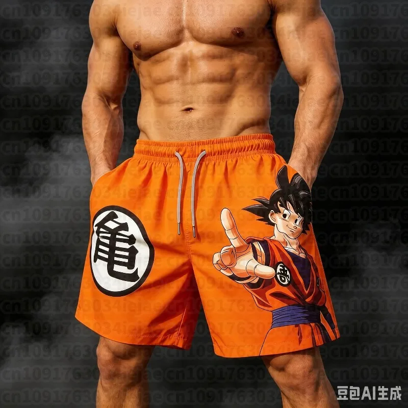 2026 Summer Dragon Ball Goku Printed Shorts Men Retro Classic Oversized Breathable Fitness Sports Casual Unisex Adult