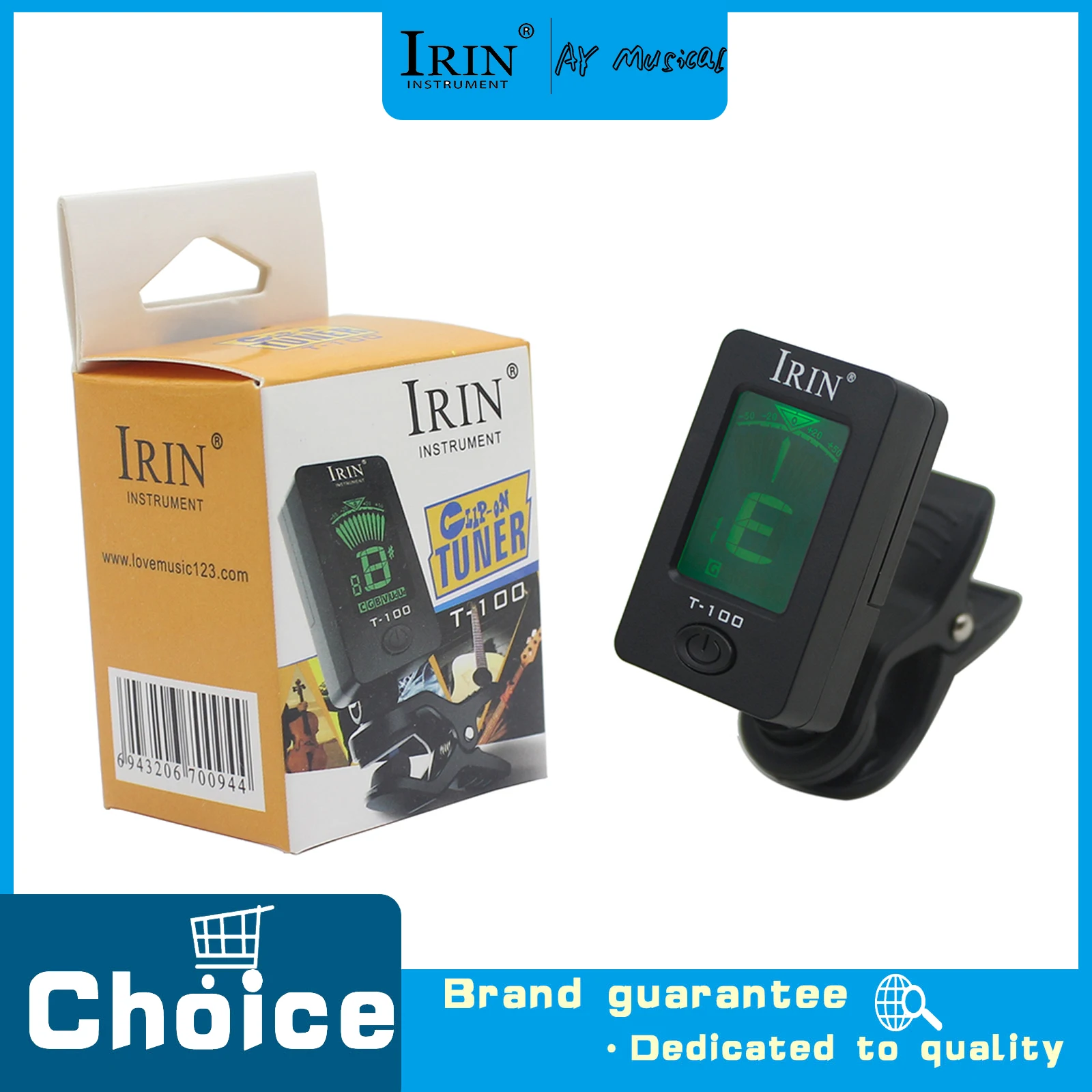 IRIN T-100 Guitar Tuner Rotatable Clip-On Tone Tuner LCD Display Universal Musical Instrument Accessories for Better Performance